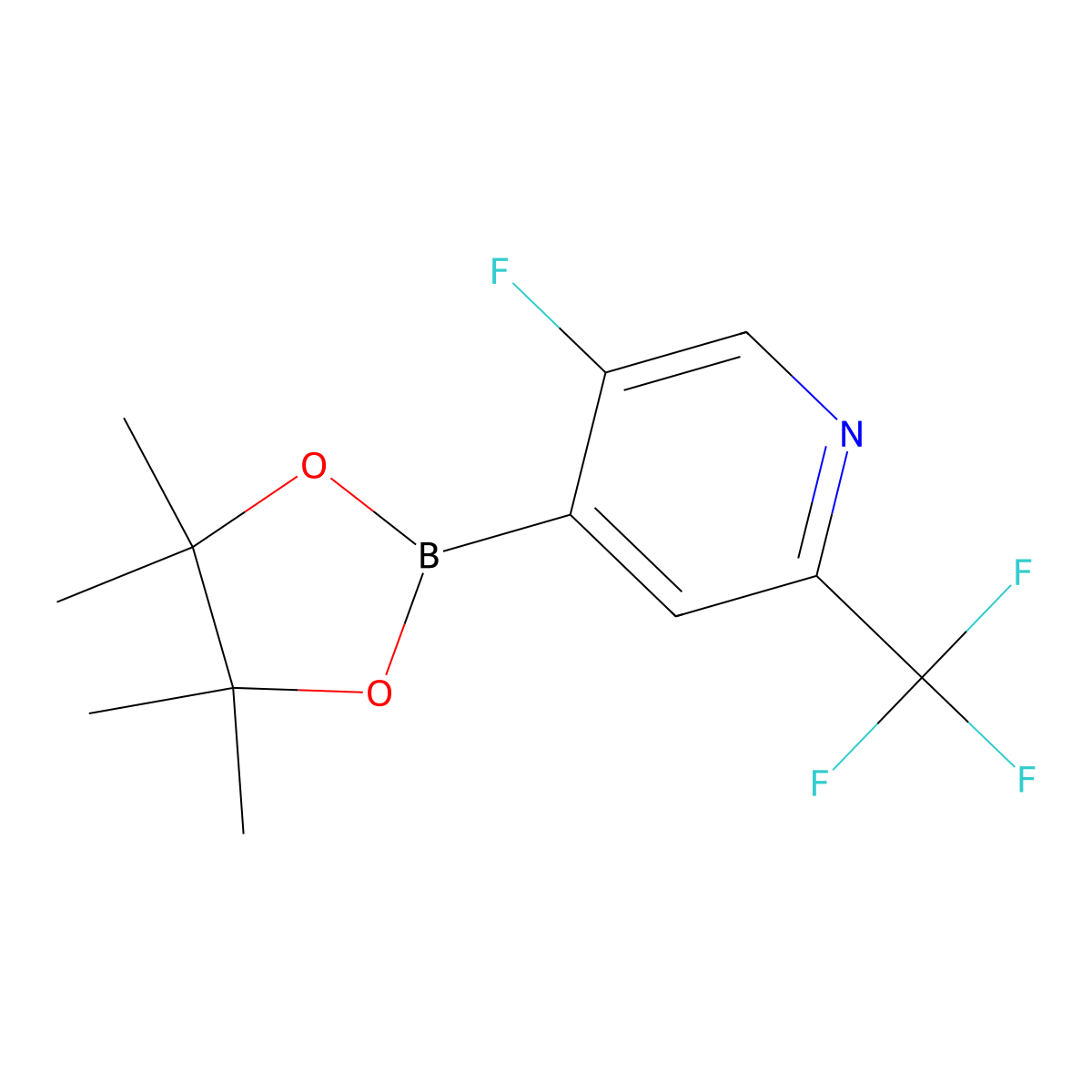 5-Fluoro-4-(4,4,5,5-tetramethyl-1,3,2-dioxaborolan-2-yl)-2-(trifluoromethyl)pyridine molecular structure, CAS 2711075-25-9