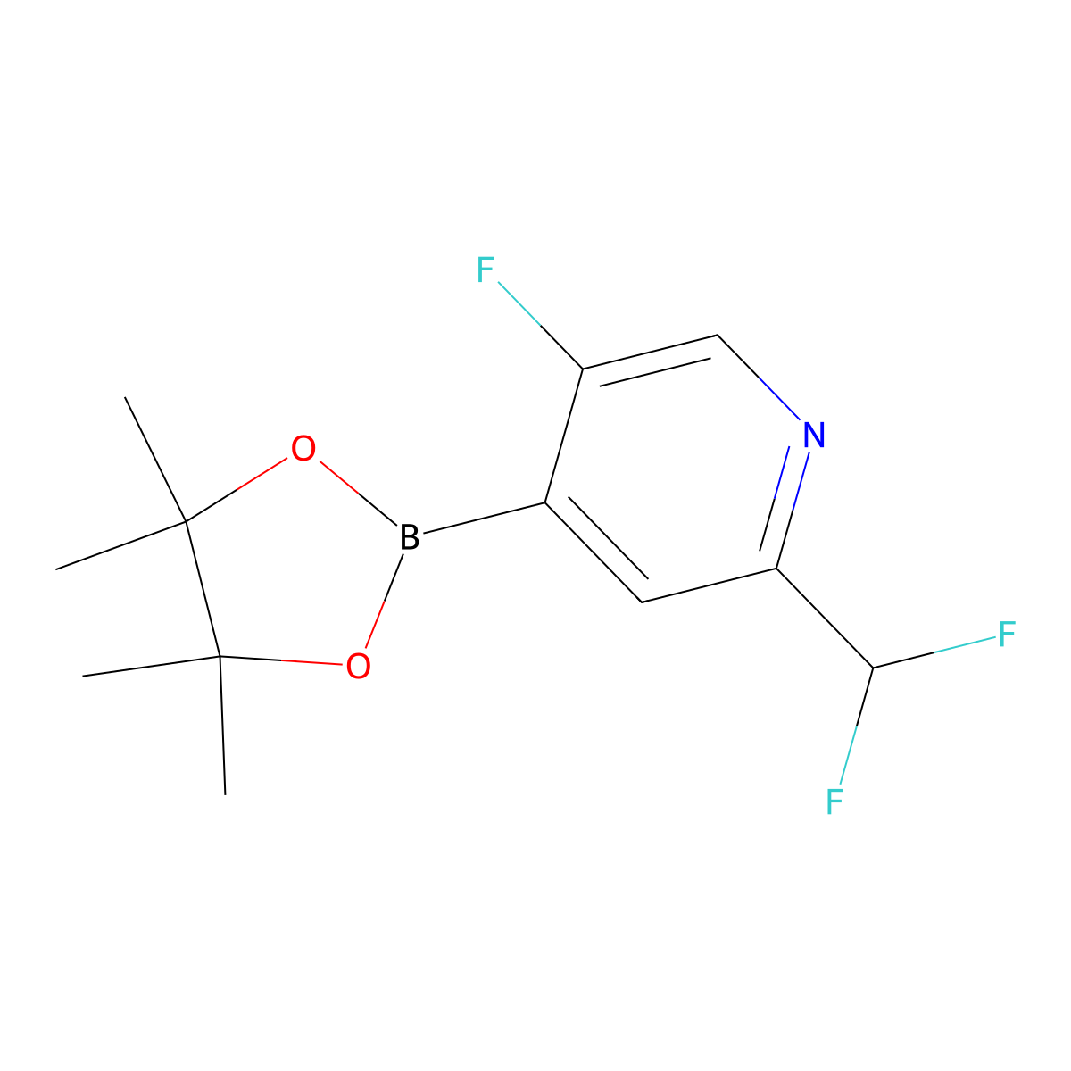 2-(Difluoromethyl)-5-fluoro-4-(4,4,5,5-tetramethyl-1,3,2-dioxaborolan-2-yl)pyridine molecular structure, CAS 2711075-26-0