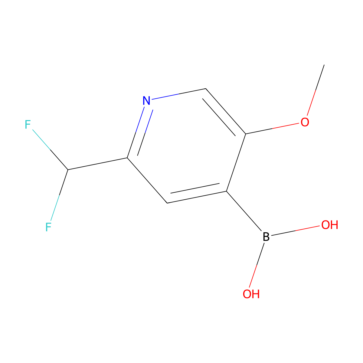 (2-(Difluoromethyl)-5-methoxypyridin-4-yl)boronic acid molecular structure, CAS 2711075-37-3
