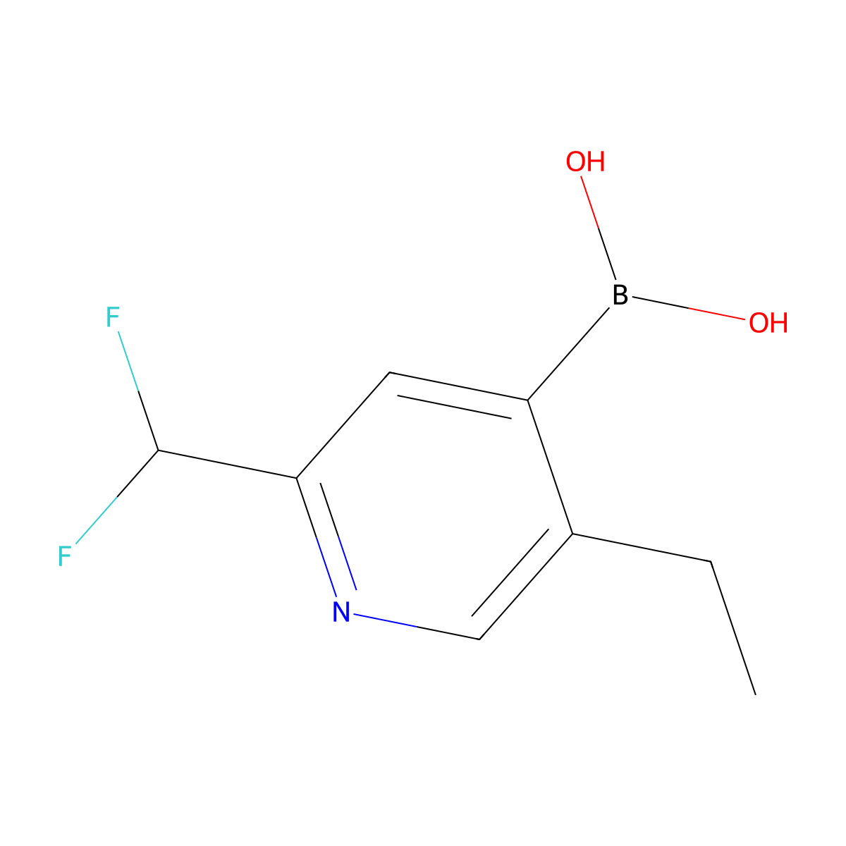 (2-(Difluoromethyl)-5-ethylpyridin-4-yl)boronic acid molecular structure, CAS 2711075-38-4