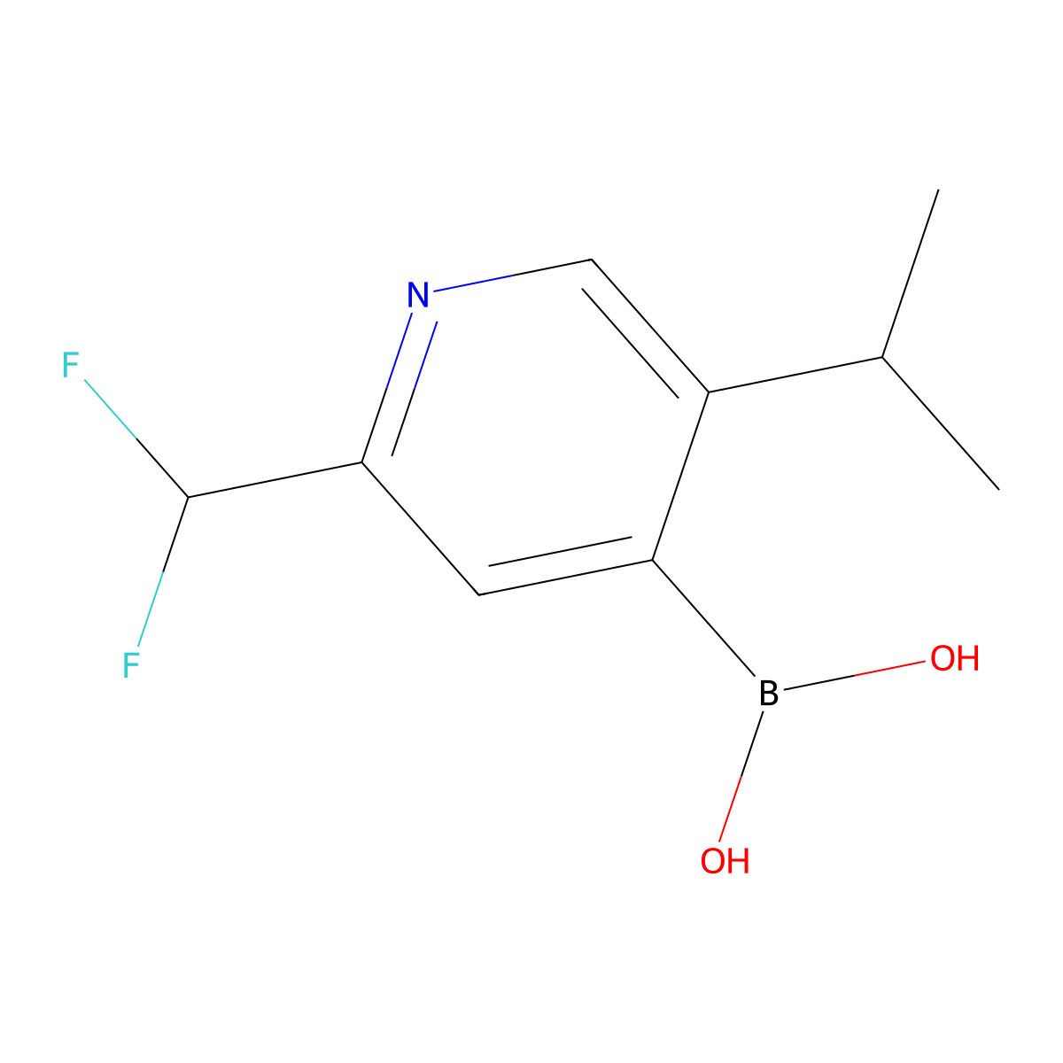 (2-(Difluoromethyl)-5-isopropylpyridin-4-yl)boronic acid molecular structure, CAS 2711075-40-8
