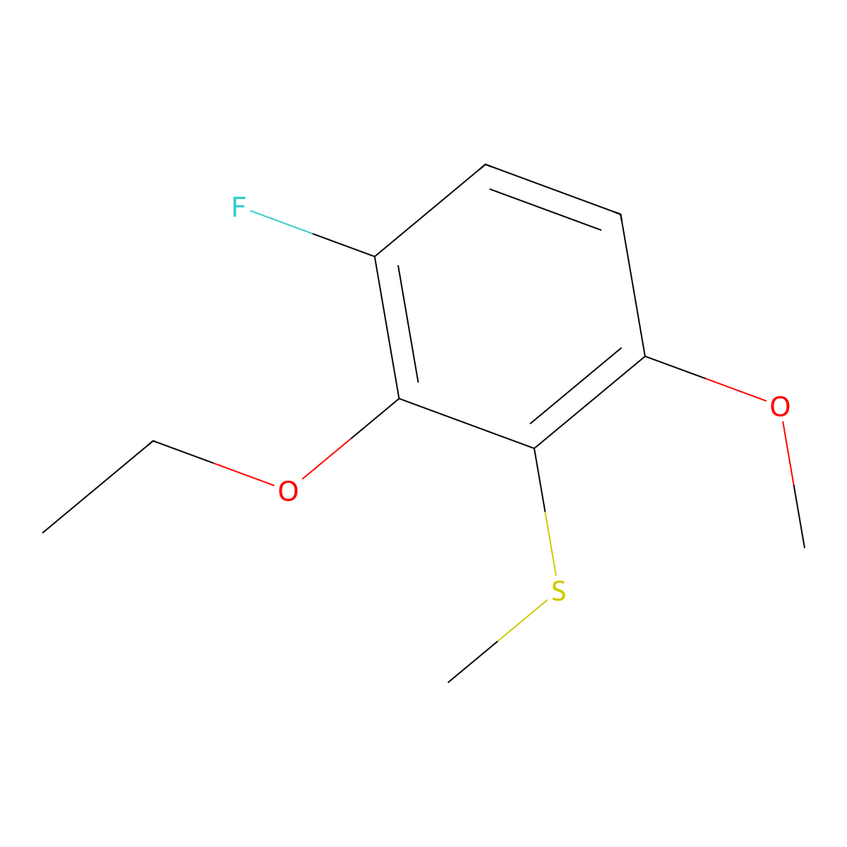 (2-Ethoxy-3-fluoro-6-methoxyphenyl)(methyl)sulfane molecular structure, CAS 2711197-09-8