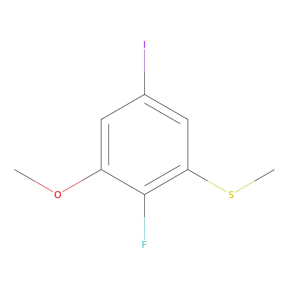 (2-Fluoro-5-iodo-3-methoxyphenyl)(methyl)sulfane molecular structure, CAS 2711470-21-0