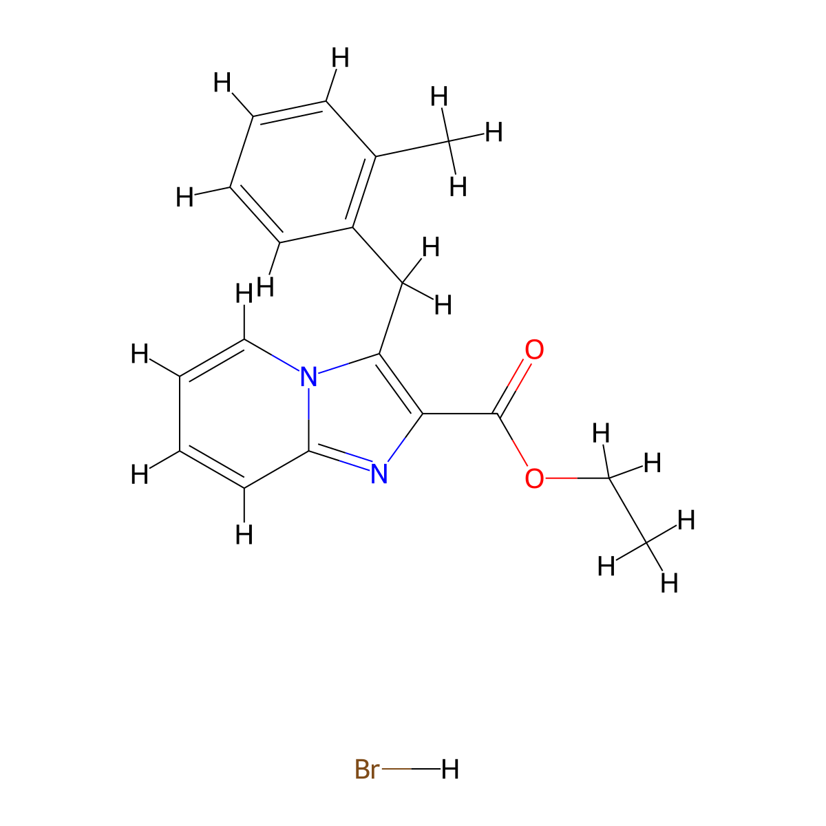 Ethyl 3-(2-methylbenzyl)imidazo[1,2-A]pyridine-2-carboxylate hydrobromide molecular structure, CAS 2711571-41-2