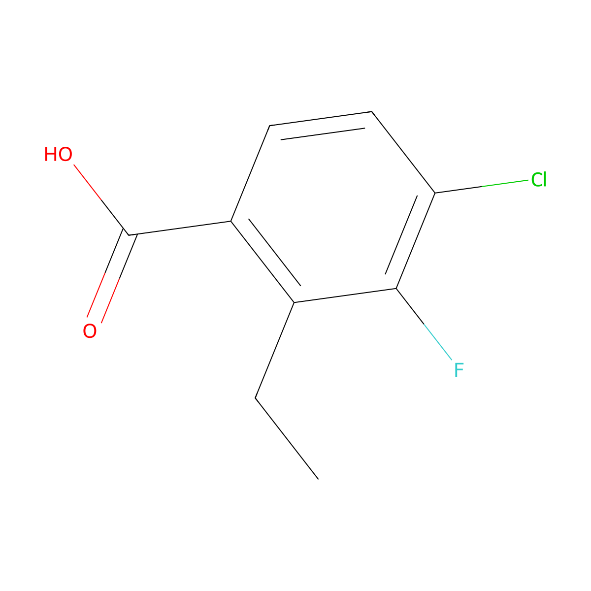 4-Chloro-2-ethyl-3-fluorobenzoic acid molecular structure, CAS 2711576-57-5