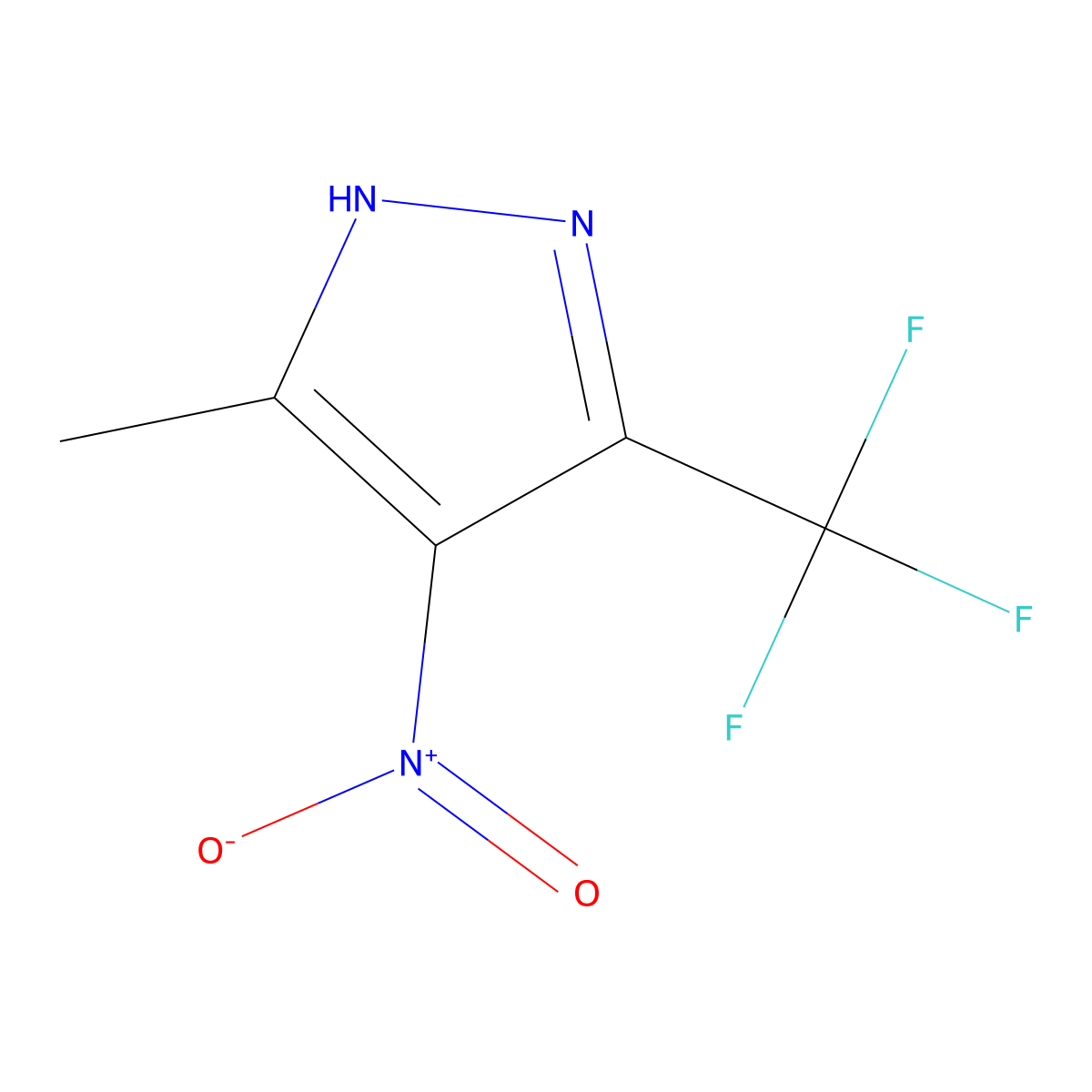 5-methyl-4-nitro-3-(trifluoromethyl)-1H-pyrazole molecular structure, CAS 27116-80-9