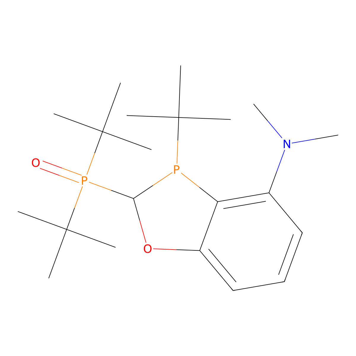 Di-tert-butyl(3-(tert-butyl)-4-(dimethylamino)-2,3-dihydrobenzo[d][1,3]oxaphosphol-2-yl)phosphine oxide molecular structure, CAS 2711603-90-4