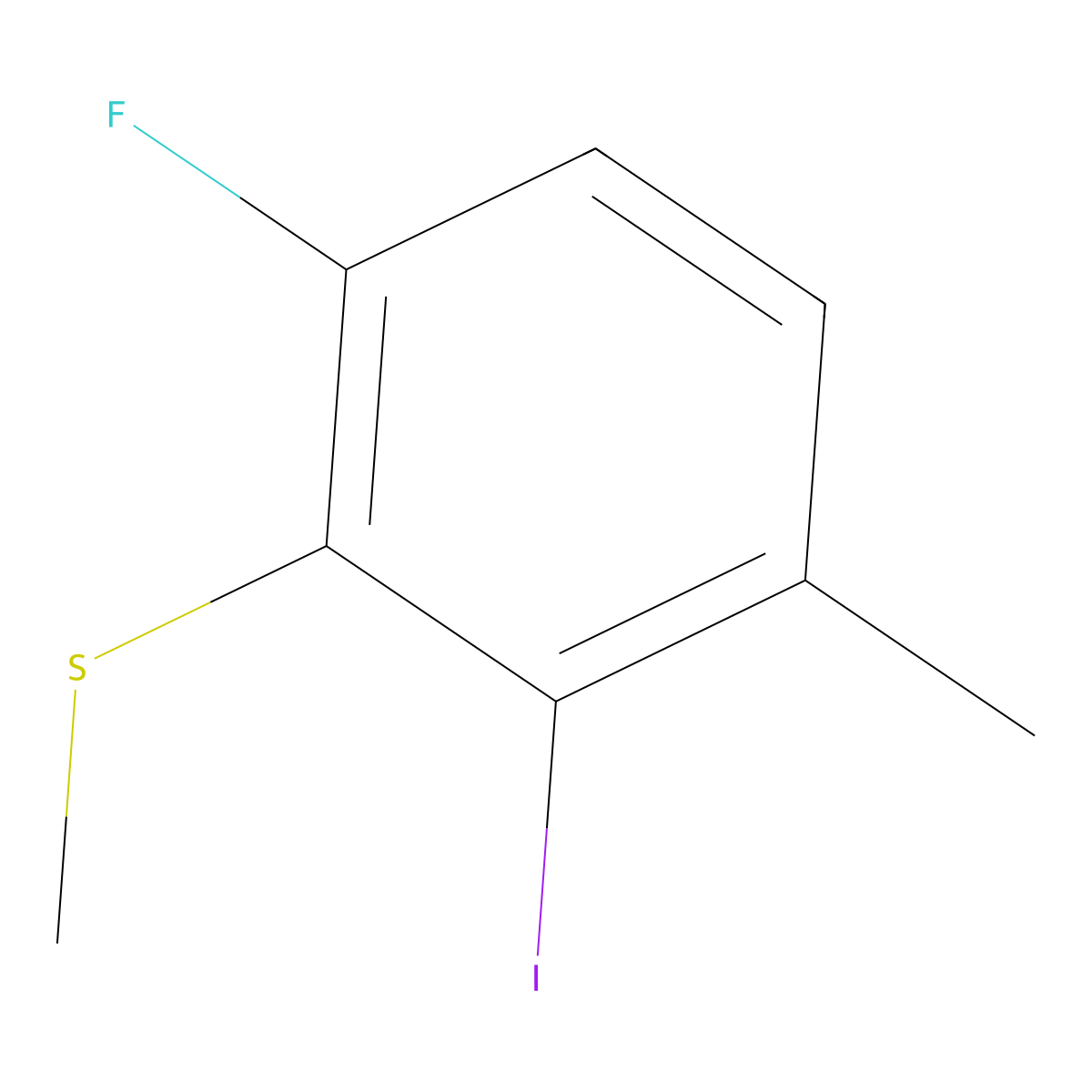 (6-Fluoro-2-iodo-3-methylphenyl)(methyl)sulfane molecular structure, CAS 2711622-29-4