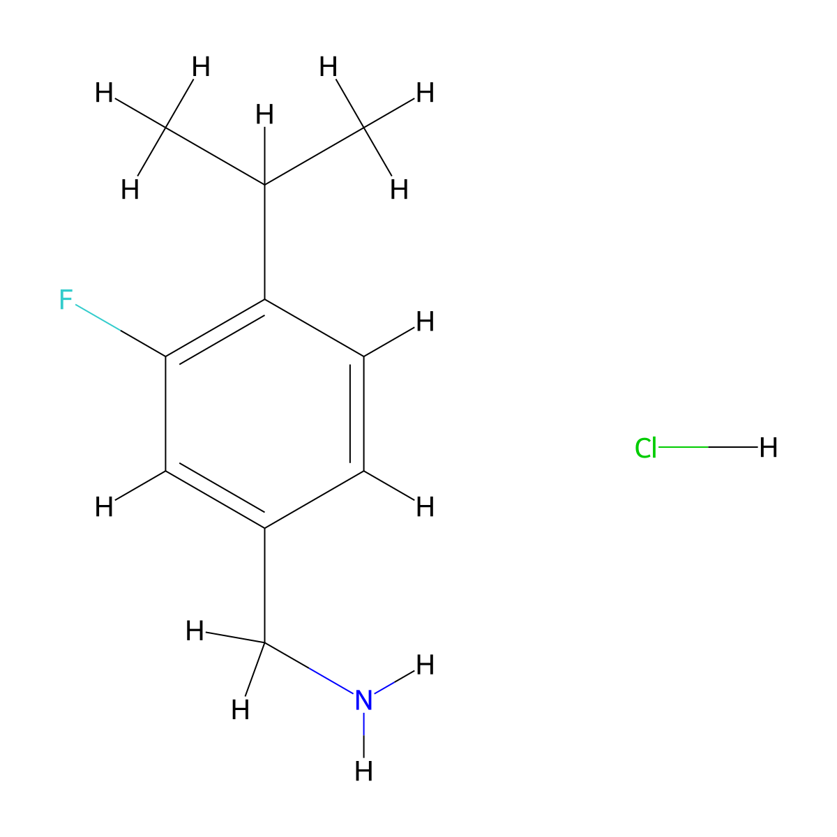 (3-Fluoro-4-isopropylphenyl)methanamine hydrochloride molecular structure, CAS 2711761-17-8