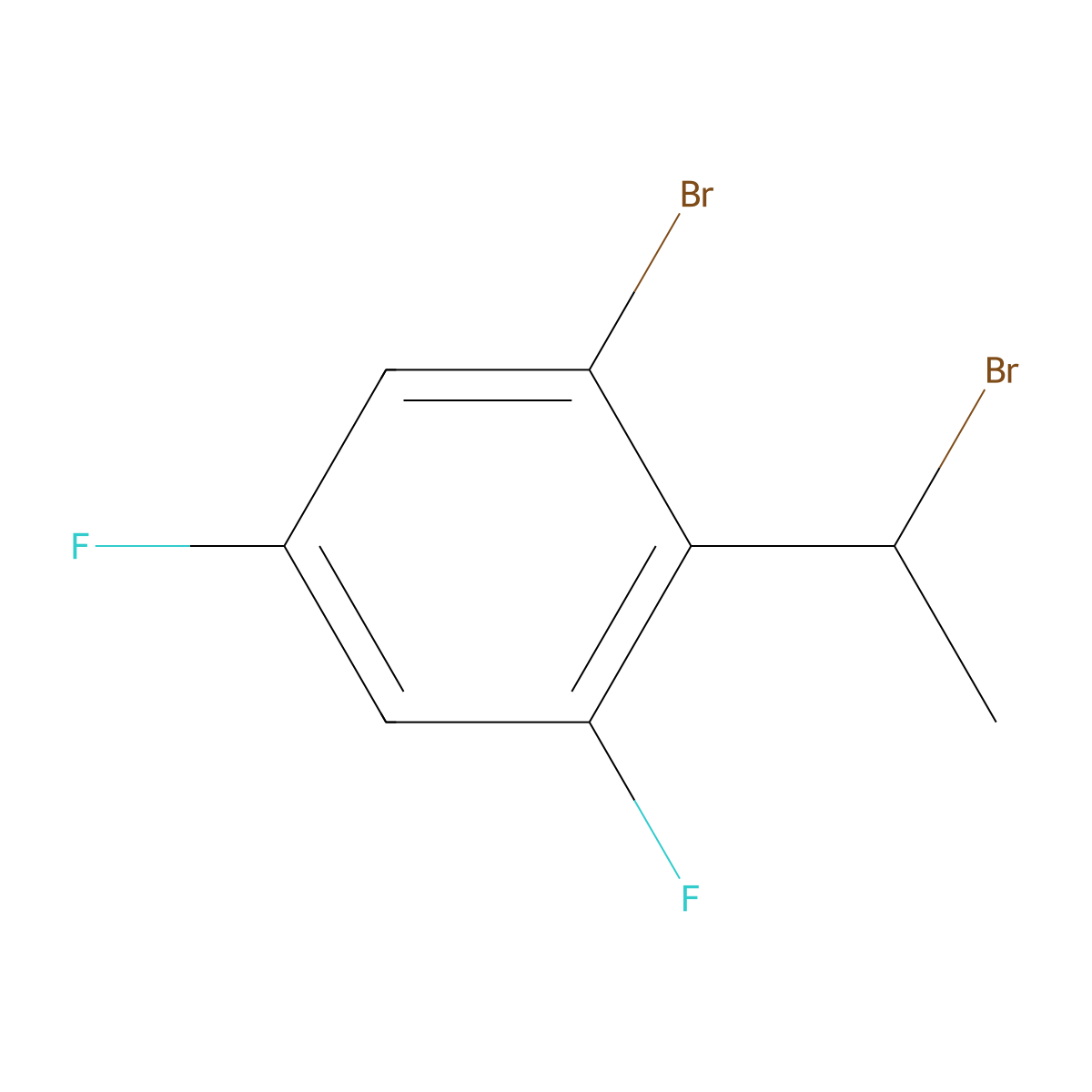 1-Bromo-2-(1-bromoethyl)-3,5-difluorobenzene molecular structure, CAS 2711861-12-8