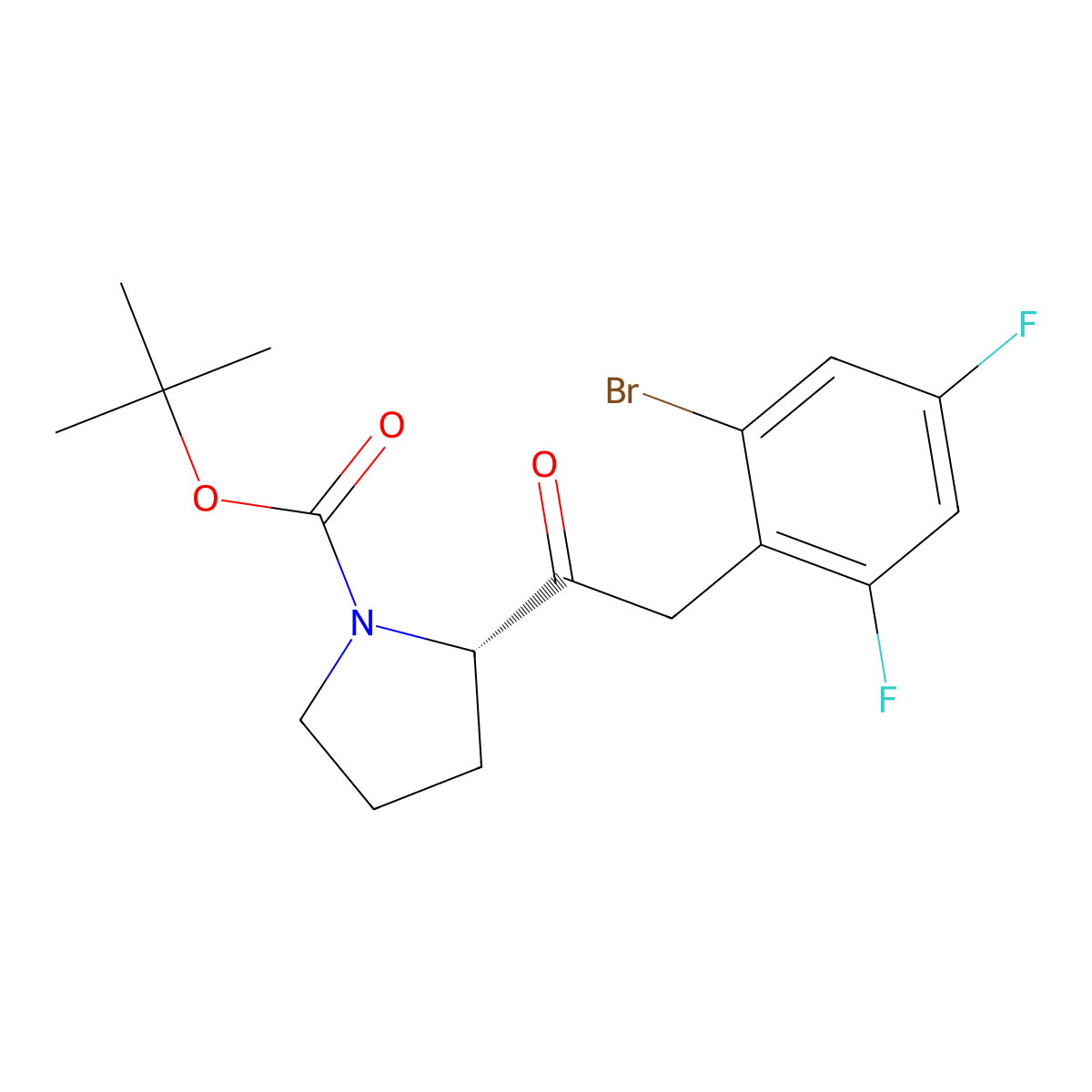 tert-butyl (S)-2-(2-(2-bromo-4,6-difluorophenyl)acetyl)pyrrolidine-1-carboxylate molecular structure, CAS 2711862-56-3