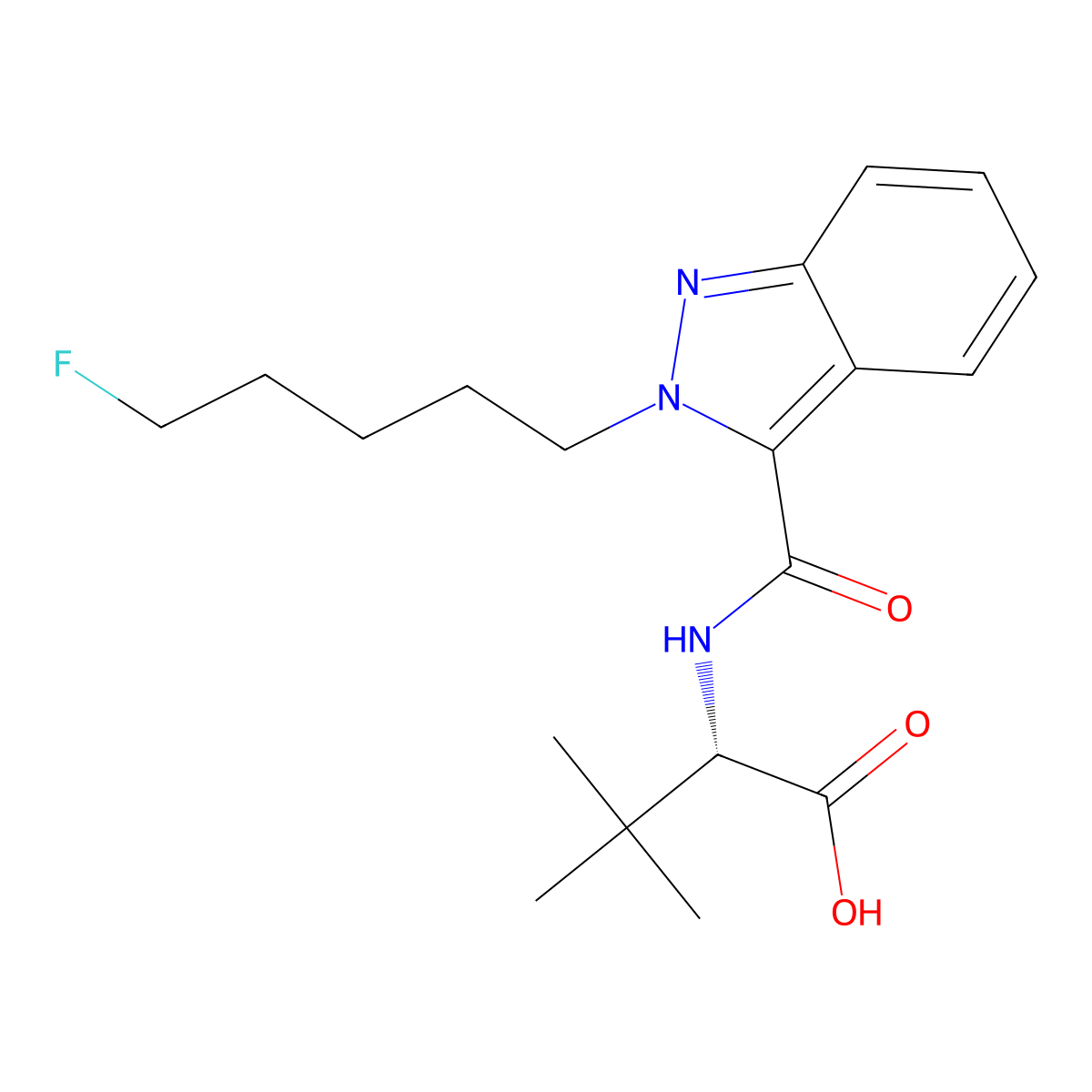 5-fluoro ADB 2'-indazole isomer butanoic acid metabolite molecular structure, CAS 2711867-70-6