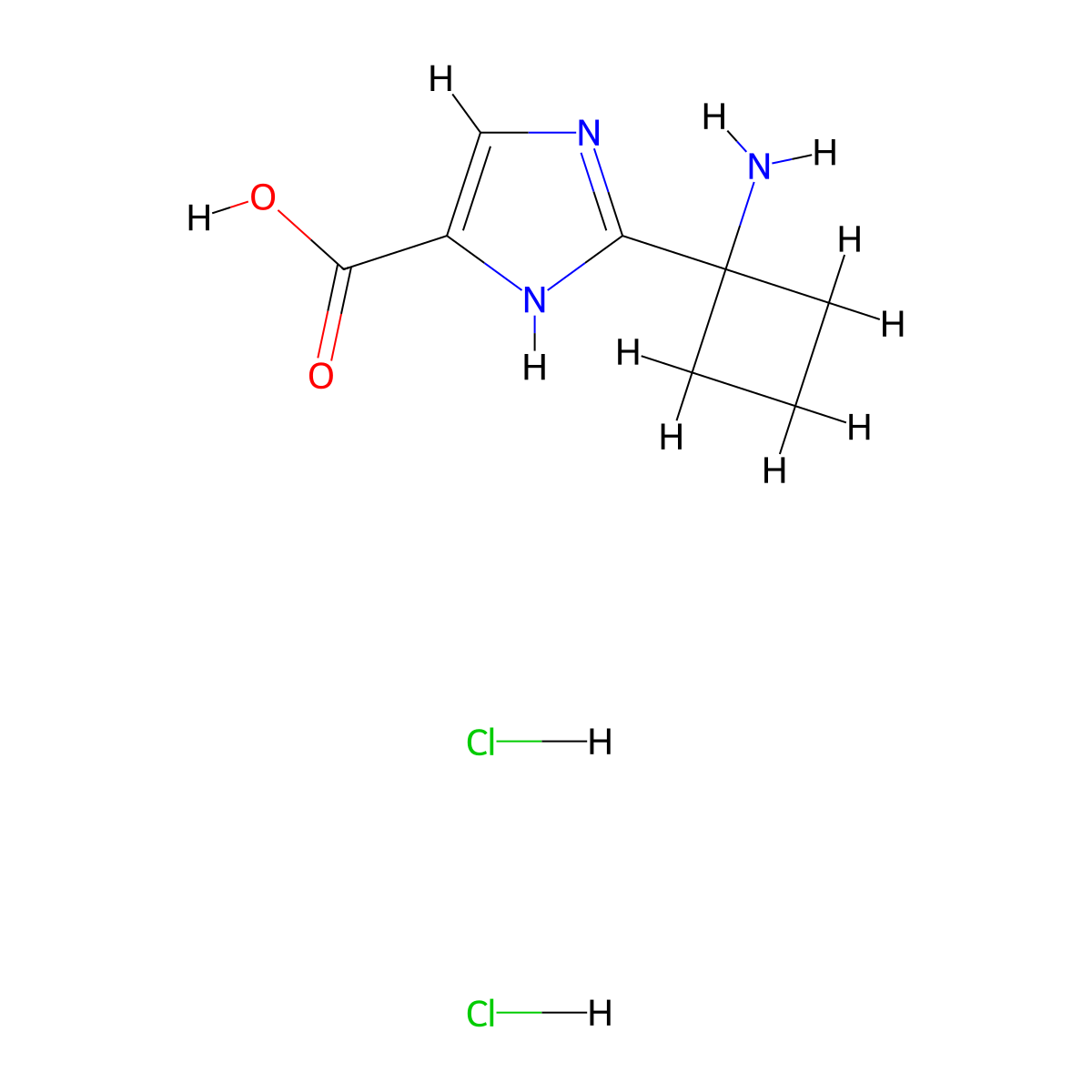 2-(1-aminocyclobutyl)-1H-imidazole-4-carboxylic acid dihydrochloride molecular structure, CAS 2712103-64-3