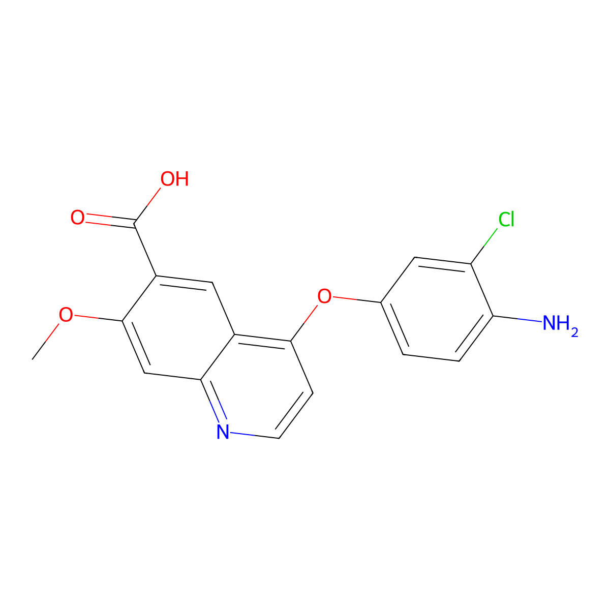 4-(4-Amino-3-chlorophenoxy)-7-methoxyquinoline-6-carboxylic acid molecular structure, CAS 2712290-12-3