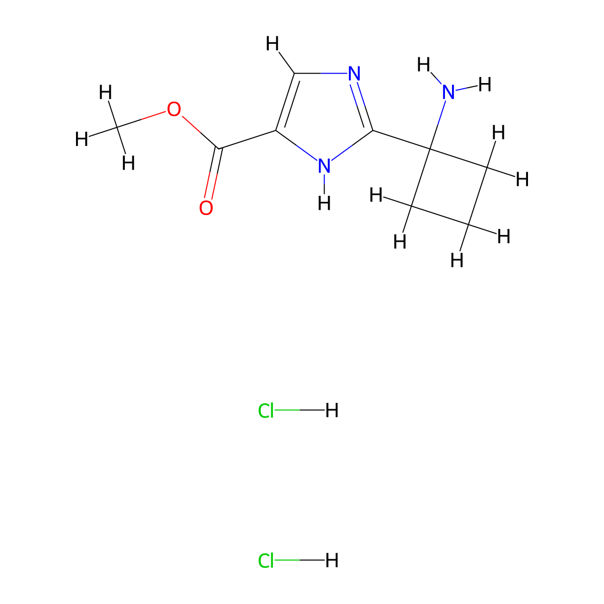 methyl 2-(1-aminocyclobutyl)-1H-imidazole-4-carboxylate dihydrochloride molecular structure, CAS 2712399-07-8