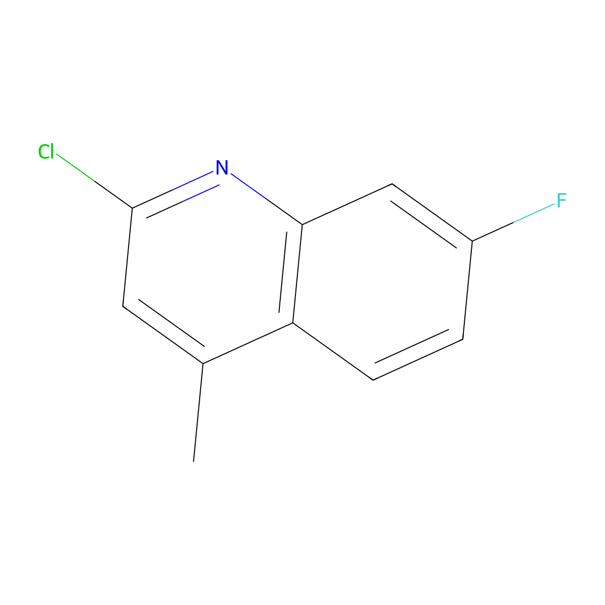 2-Chloro-7-fluoro-4-methylquinoline molecular structure, CAS 271241-25-9