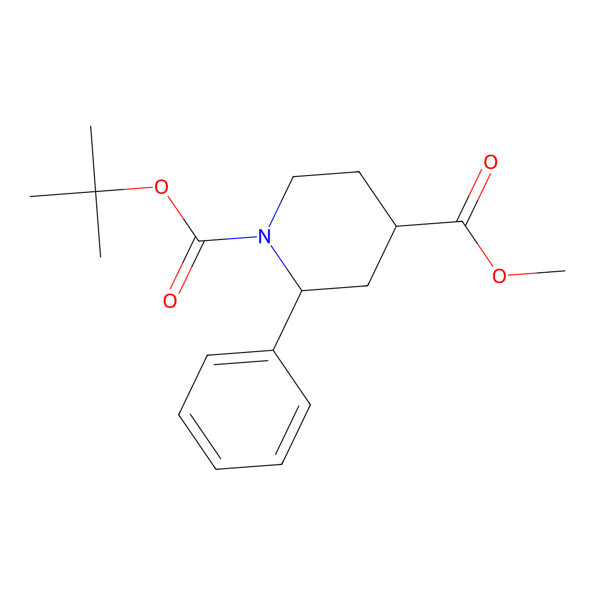Methyl 1-boc-2-phenylpiperidine-4-carboxylate molecular structure, CAS 2712430-44-7