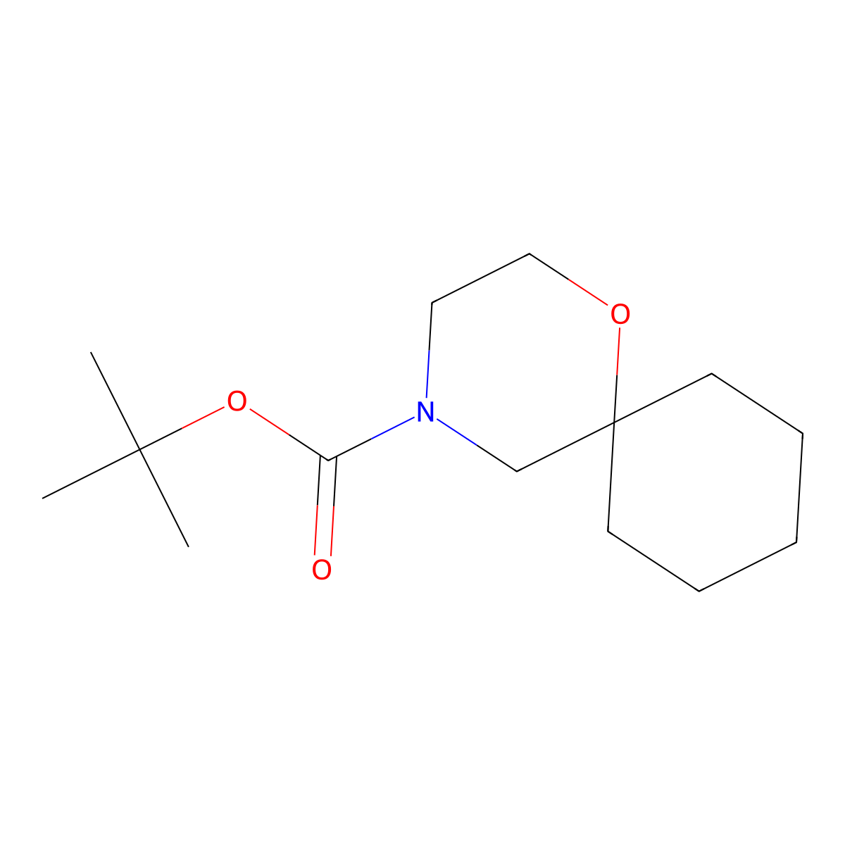 Tert-butyl 1-oxa-4-azaspiro[5.5]undecane-4-carboxylate molecular structure, CAS 271245-38-6