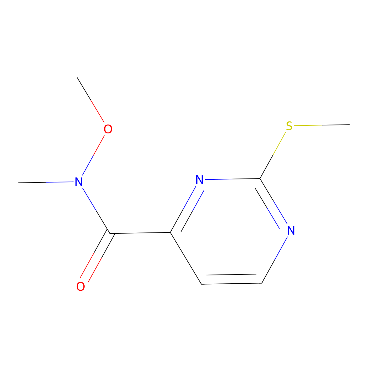 N-methoxy-N-methyl-2-(methylthio)pyrimidine-4-carboxamide molecular structure, CAS 271247-59-7