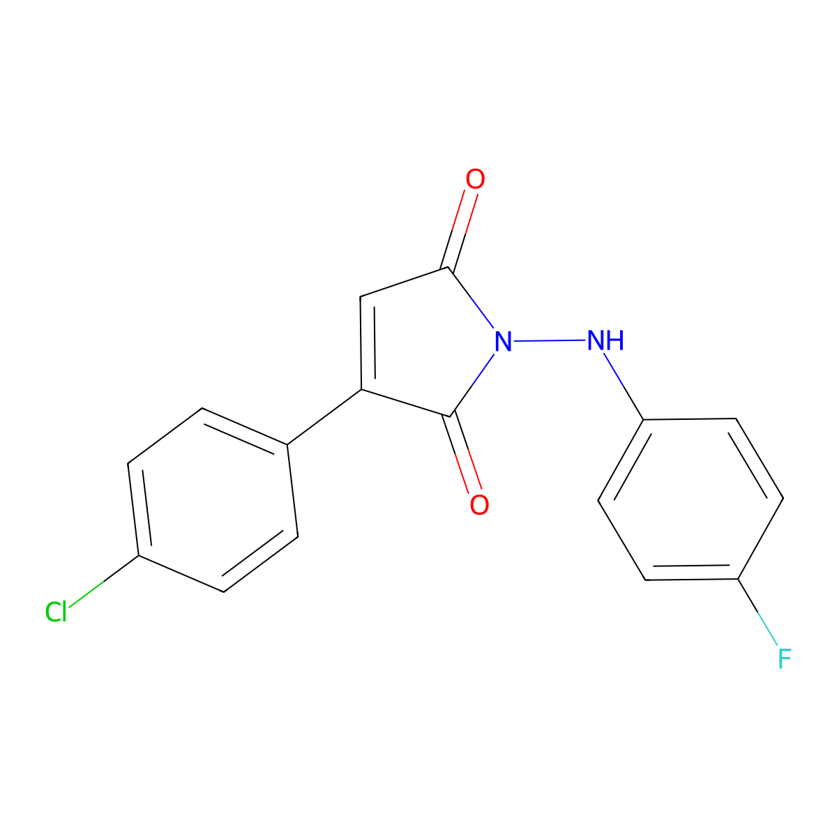 3-(4-chlorophenyl)-1-(4-fluoroanilino)-1H-pyrrole-2,5-dione molecular structure, CAS 271254-37-6