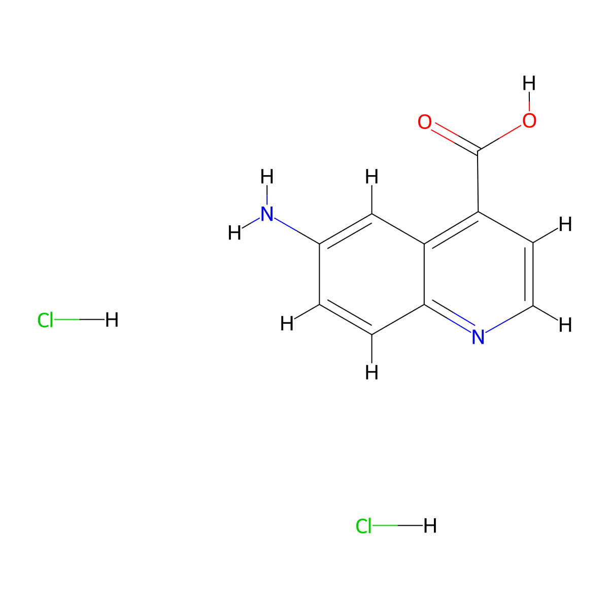 6-Aminoquinoline-4-carboxylic acid dihydrochloride molecular structure, CAS 2712572-70-6