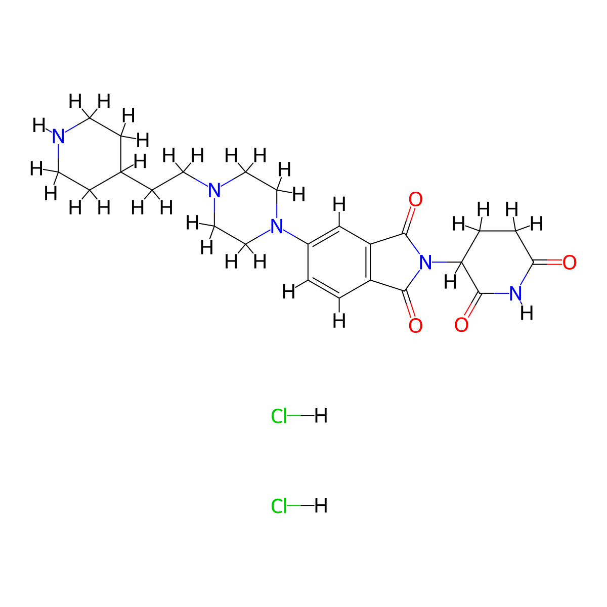 2-(2,6-Dioxo-3-piperidyl)-5-[4-[2-(4-piperidyl)ethyl]-1-piperazinyl]isoindoline-1,3-dione Dihydrochloride molecular structure, CAS 2712600-09-2