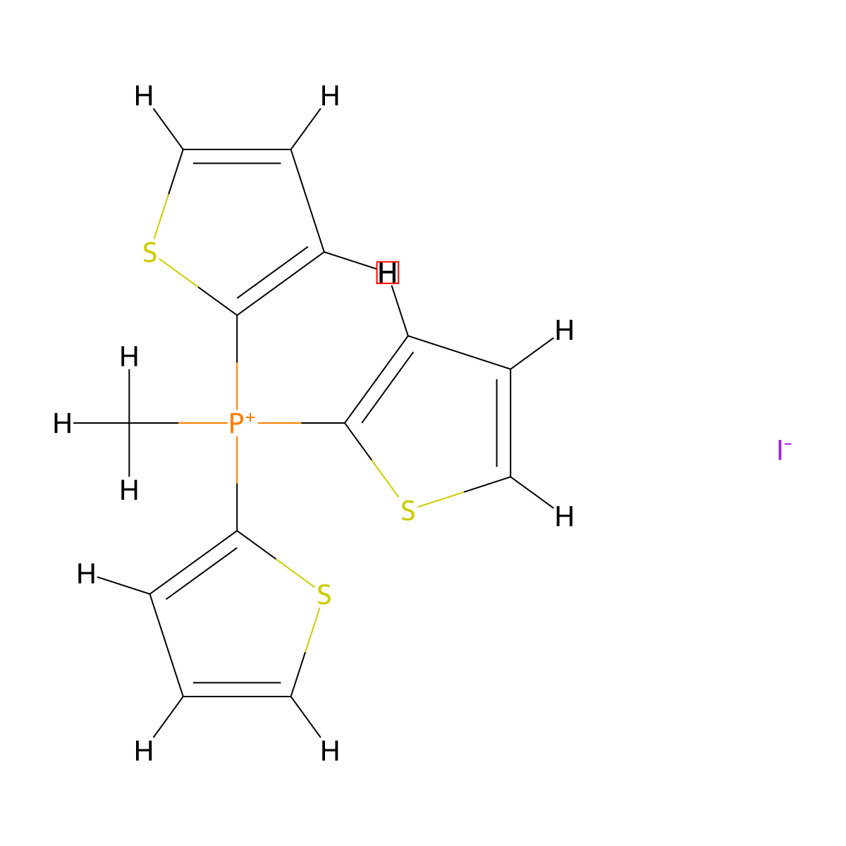 Methyltri(thiophen-2-yl)phosphonium iodide molecular structure, CAS 27127-37-3