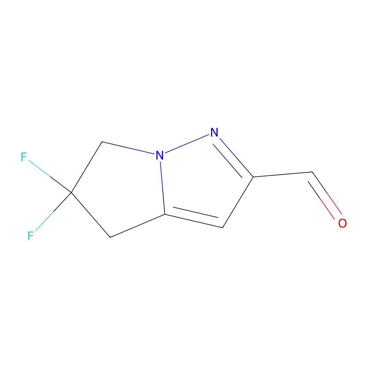 5,5-difluoro-4H,5H,6H-pyrrolo[1,2-b]pyrazole-2-carbaldehyde molecular structure, CAS 2712858-28-9