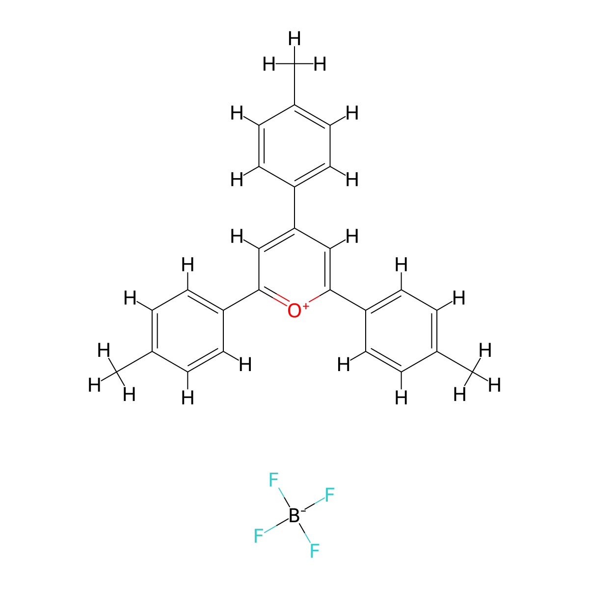 2,4,6-Tri(p-tolyl)pyrylium tetrafluoroborate salt molecular structure, CAS 2713-21-5