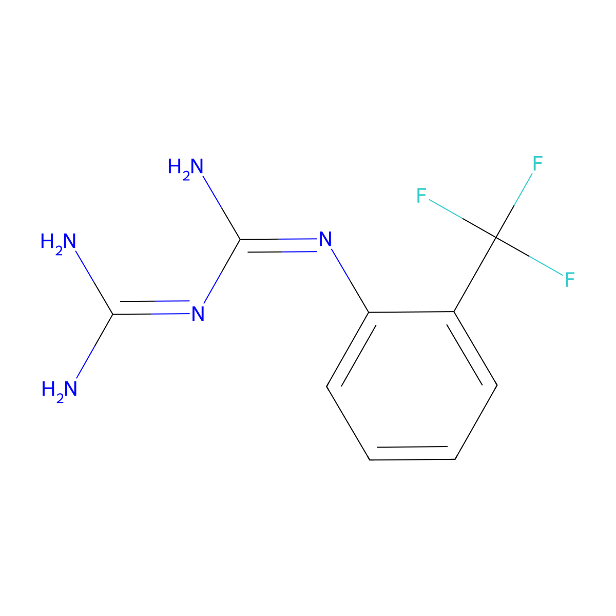 1-(Diaminomethylidene)-2-[2-(trifluoromethyl)phenyl]guanidine molecular structure, CAS 2713-75-9