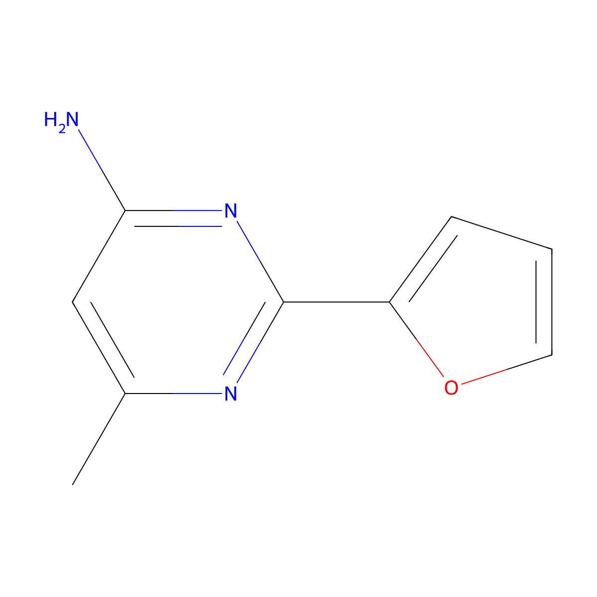 2-(Furan-2-yl)-6-methylpyrimidin-4-amine molecular structure, CAS 27130-89-8