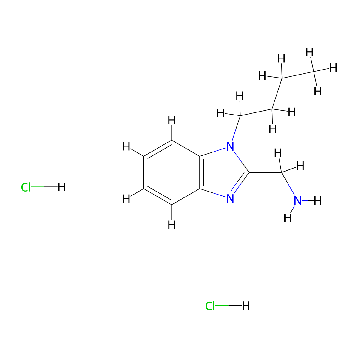 1-(1-butyl-1H-1,3-benzodiazol-2-yl)methanamine dihydrochloride molecular structure, CAS 2713159-77-2