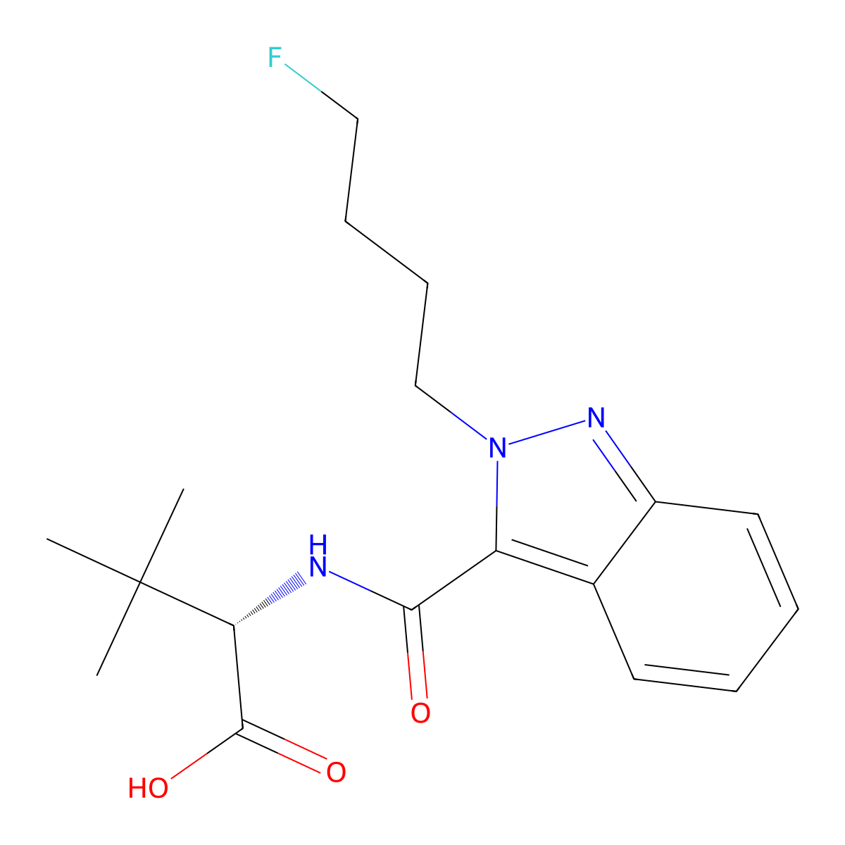 4-fluoro MDMB-BUTINACA 2'-isomer butanoic acid metabolite molecular structure, CAS 2713210-84-3