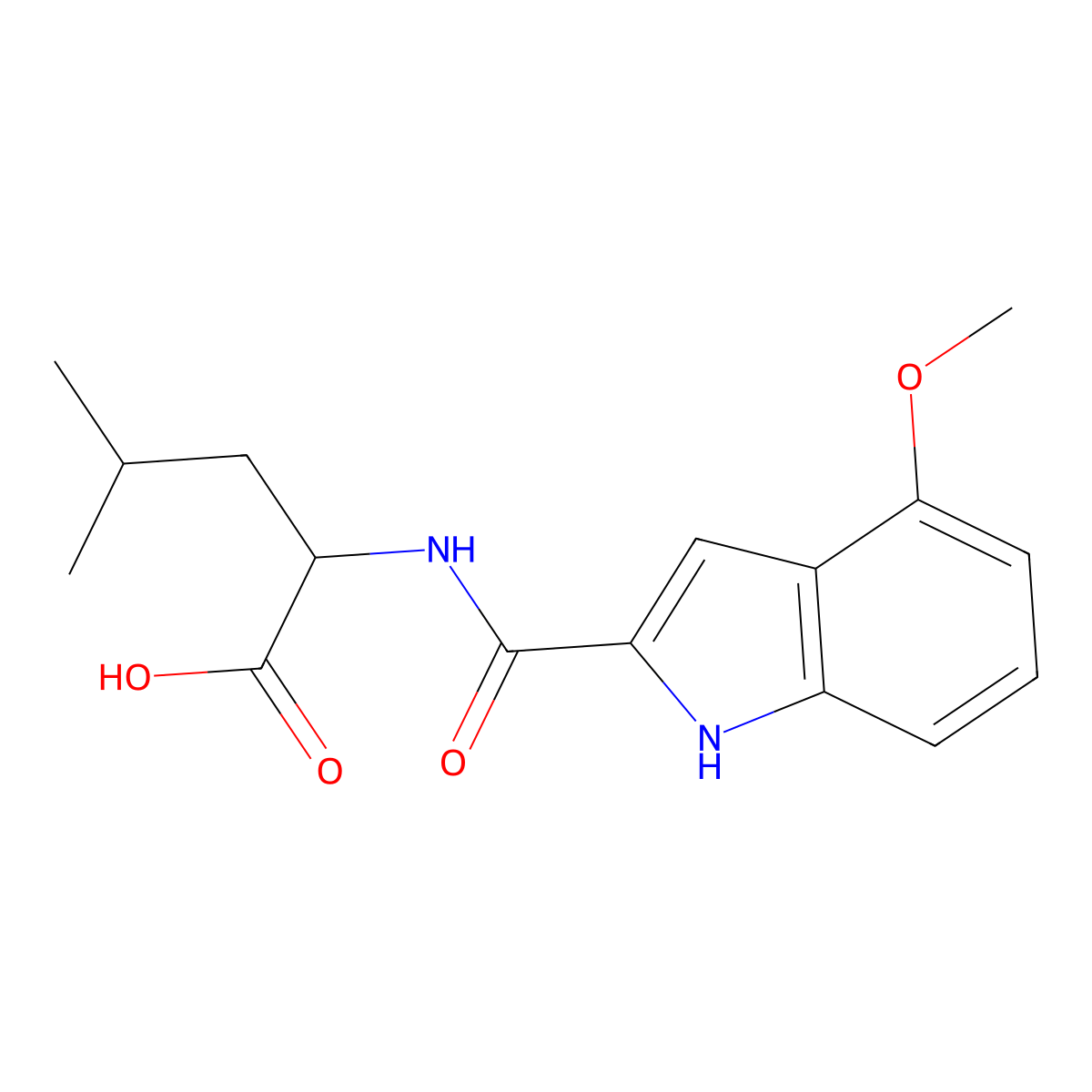 (2S)-2-[(4-methoxy-1H-indol-2-yl)formamido]-4-methylpentanoic acid molecular structure, CAS 2713439-23-5