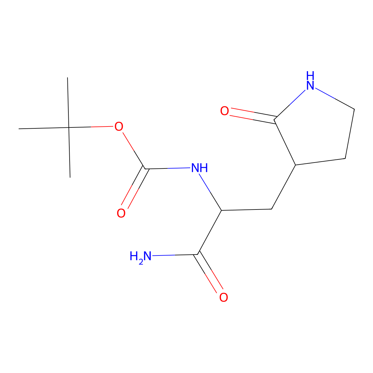 1,1-Dimethylethyl N-((1S)-2-amino-2-oxo-1-(((3S)-2-oxo-3-pyrrolidinyl)methyl)ethyl)carbamate molecular structure, CAS 2713439-69-9