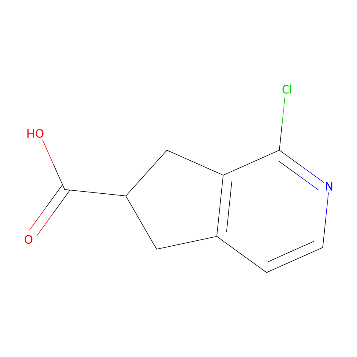 1-chloro-5H,6H,7H-cyclopenta(c)pyridine-6-carboxylic acid molecular structure, CAS 2713992-91-5