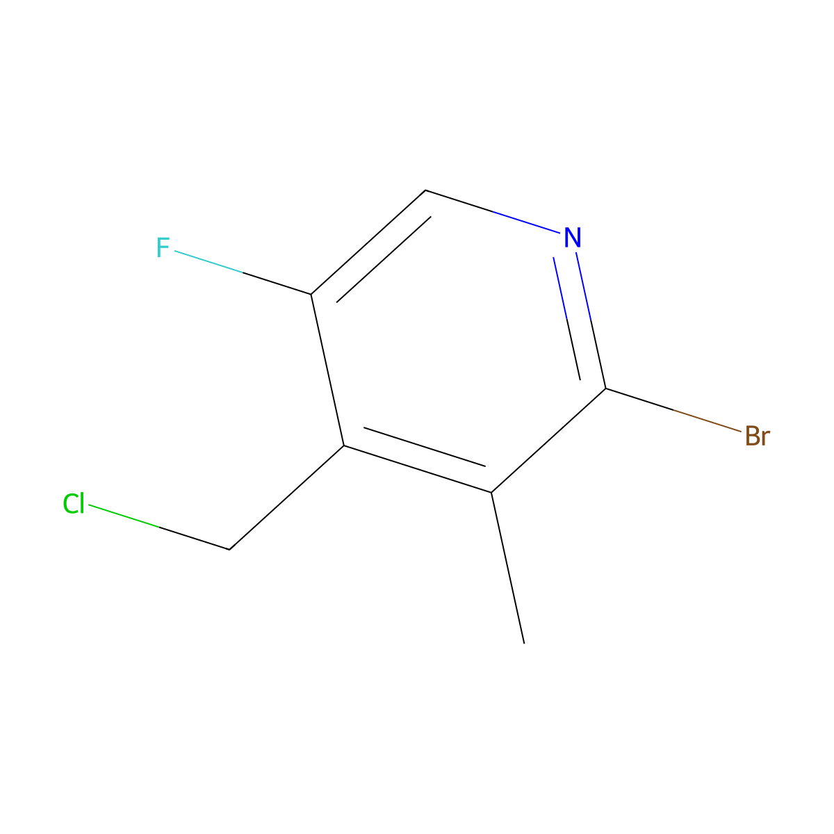 2-Bromo-4-(chloromethyl)-5-fluoro-3-methylpyridine molecular structure, CAS 2713993-13-4