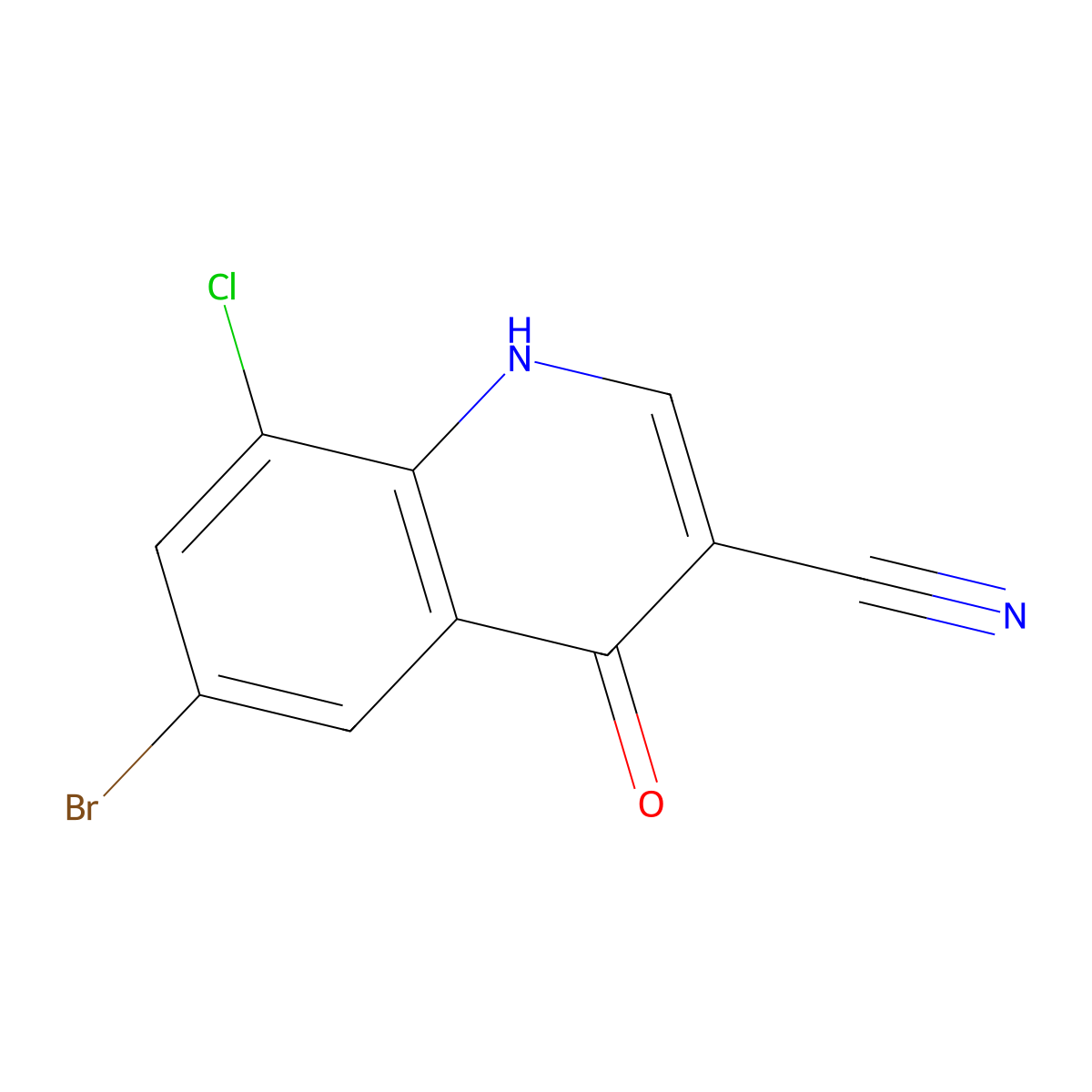 6-Bromo-8-chloro-4-hydroxy-quinoline-3-carbonitrile molecular structure, CAS 2714373-33-6