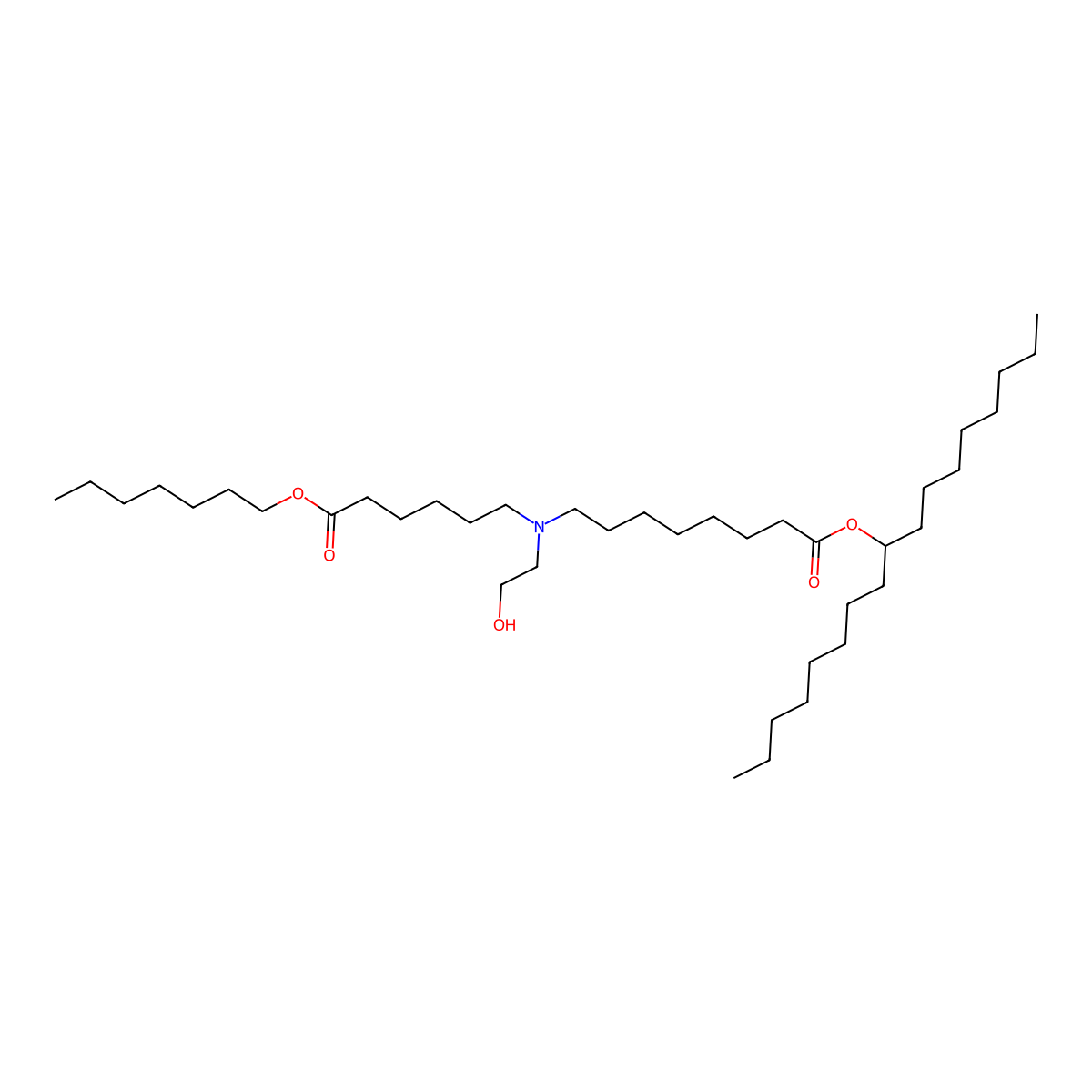 Heptadecan-9-yl 8-((6-(heptyloxy)-6-oxohexyl)(2-hydroxyethyl)amino)octanoate molecular structure, CAS 2714482-23-0
