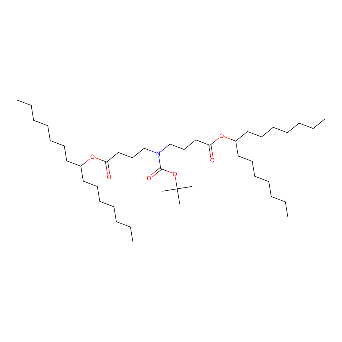 1-Heptyloctyl 4-[tert-butoxycarbonyl-[4-(1-heptyloctoxy)-4-oxo-butyl]amino]butanoate molecular structure, CAS 2714516-69-3