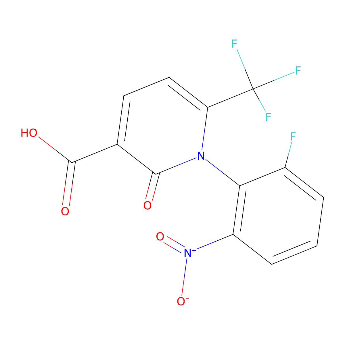 1-(2-Fluoro-6-nitrophenyl)-1,2-dihydro-2-oxo-6-(trifluoromethyl)-3-pyridinecarboxylic acid molecular structure, CAS 2714525-67-2