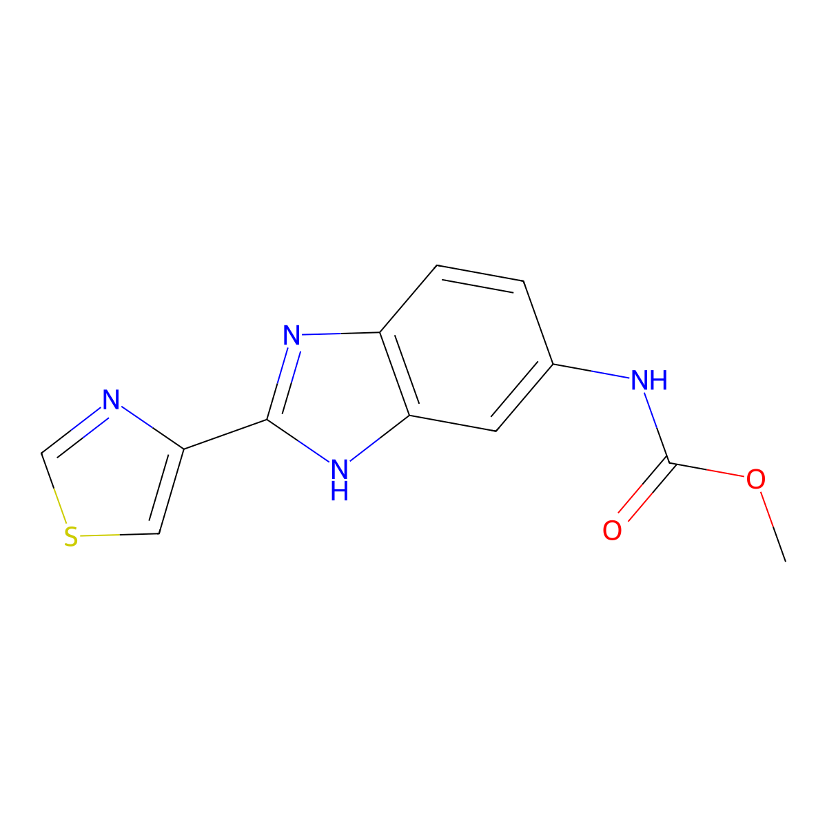 5-Benzimidazolecarbamic acid, 2-(4-thiazolyl)-, methyl ester molecular structure, CAS 27146-15-2