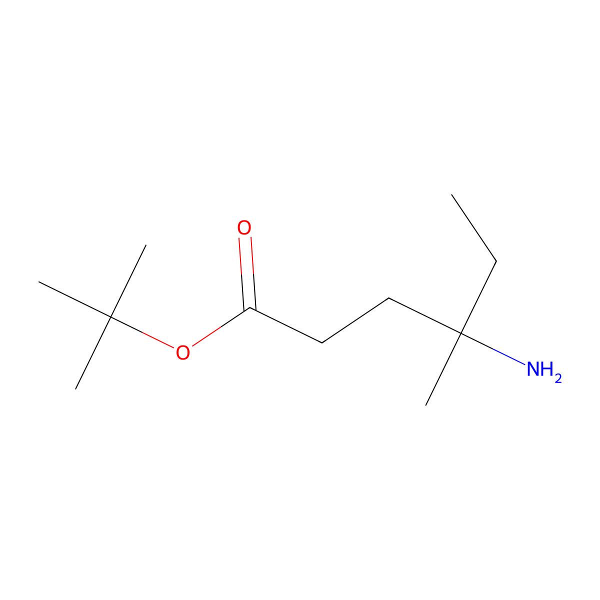tert-Butyl 4-amino-4-methylhexanoate molecular structure, CAS 2715050-66-9