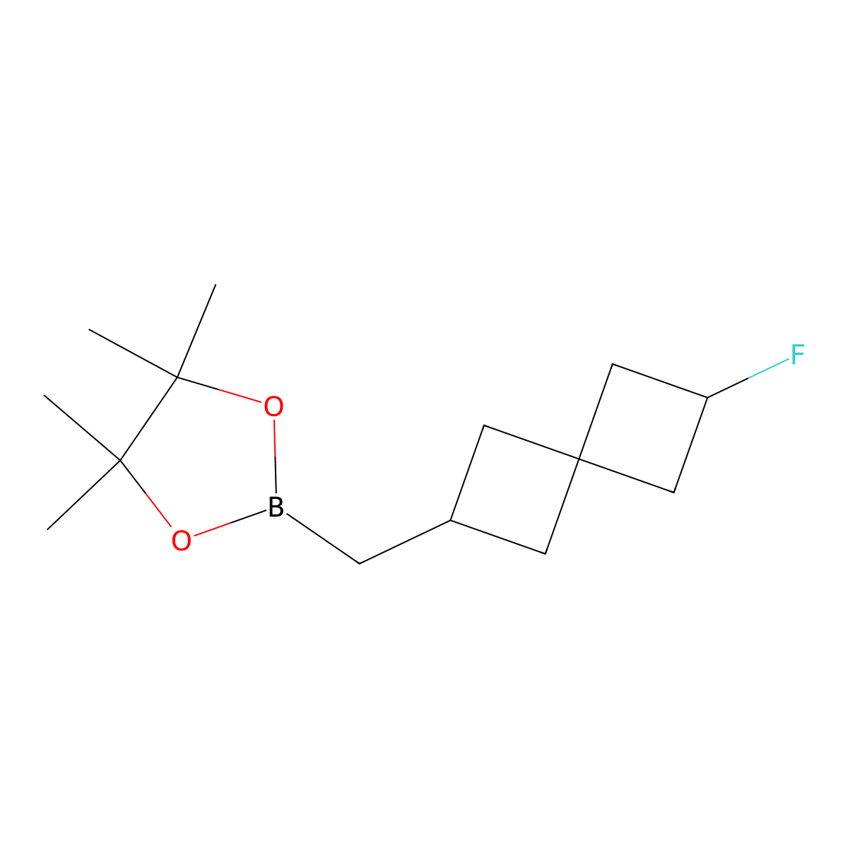 2-((6-Fluorospiro[3.3]heptan-2-yl)methyl)-4,4,5,5-tetramethyl-1,3,2-dioxaborolane molecular structure, CAS 2715119-86-9