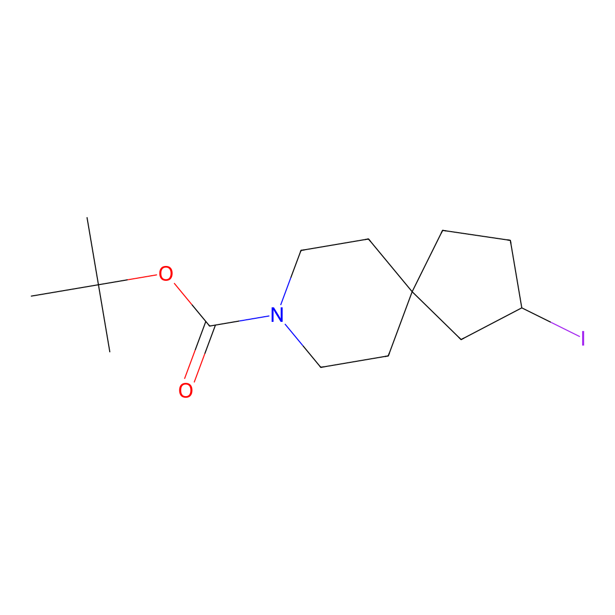 Tert-butyl 2-iodo-8-azaspiro[4.5]decane-8-carboxylate molecular structure, CAS 2715187-15-6