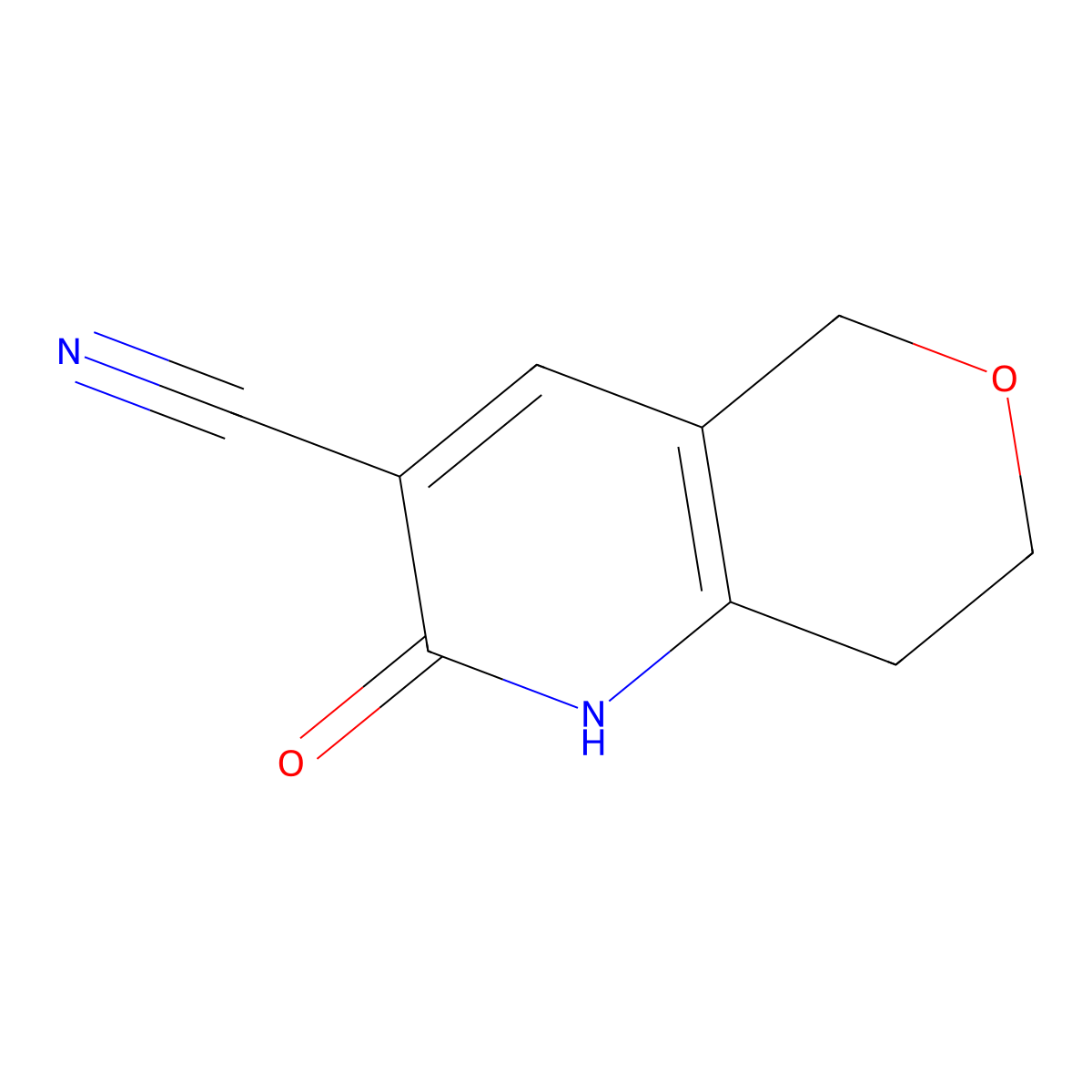 2-oxo-1H,2H,5H,7H,8H-pyrano[4,3-b]pyridine-3-carbonitrile molecular structure, CAS 27152-09-6