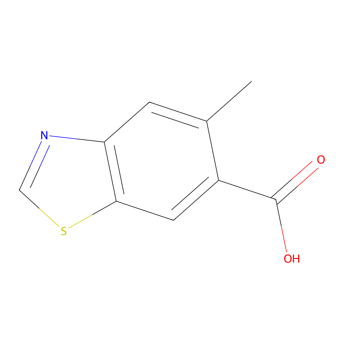 5-Methyl-1,3-benzothiazole-6-carboxylic acid molecular structure, CAS 2715201-09-3