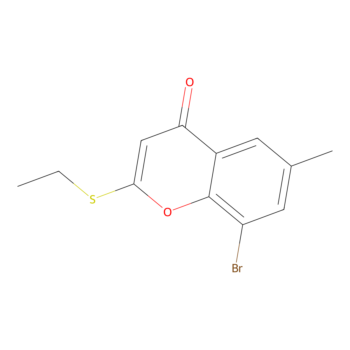 8-Bromo-2-ethylsulfanyl-6-methyl-chromen-4-one molecular structure, CAS 2715284-54-9