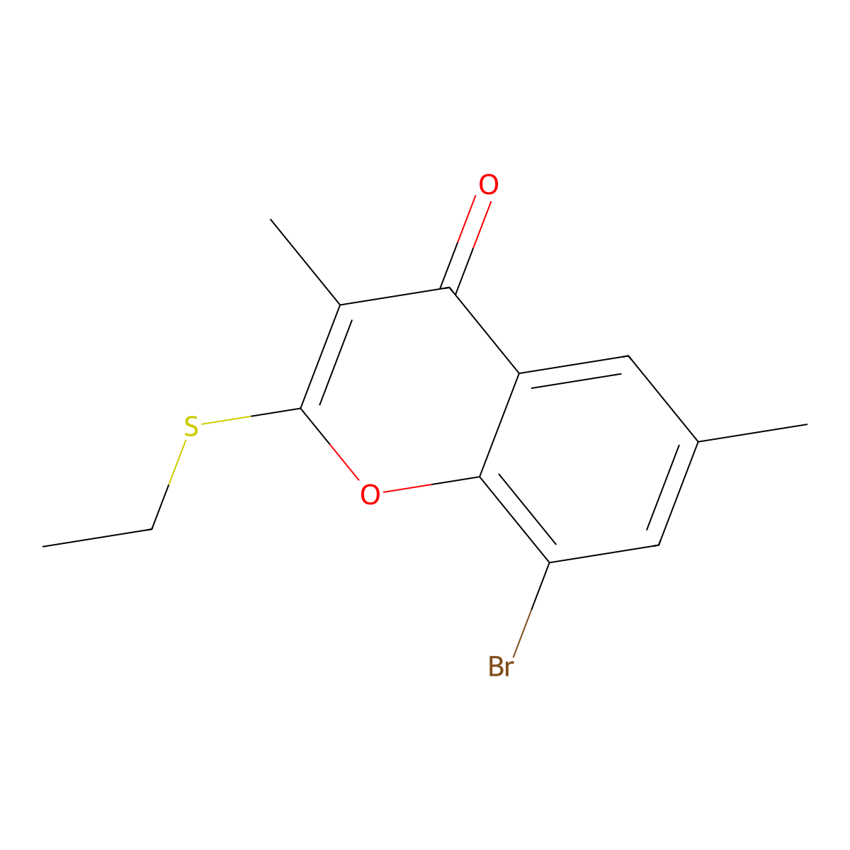 8-Bromo-2-ethylsulfanyl-3,6-dimethyl-chromen-4-one molecular structure, CAS 2715284-61-8