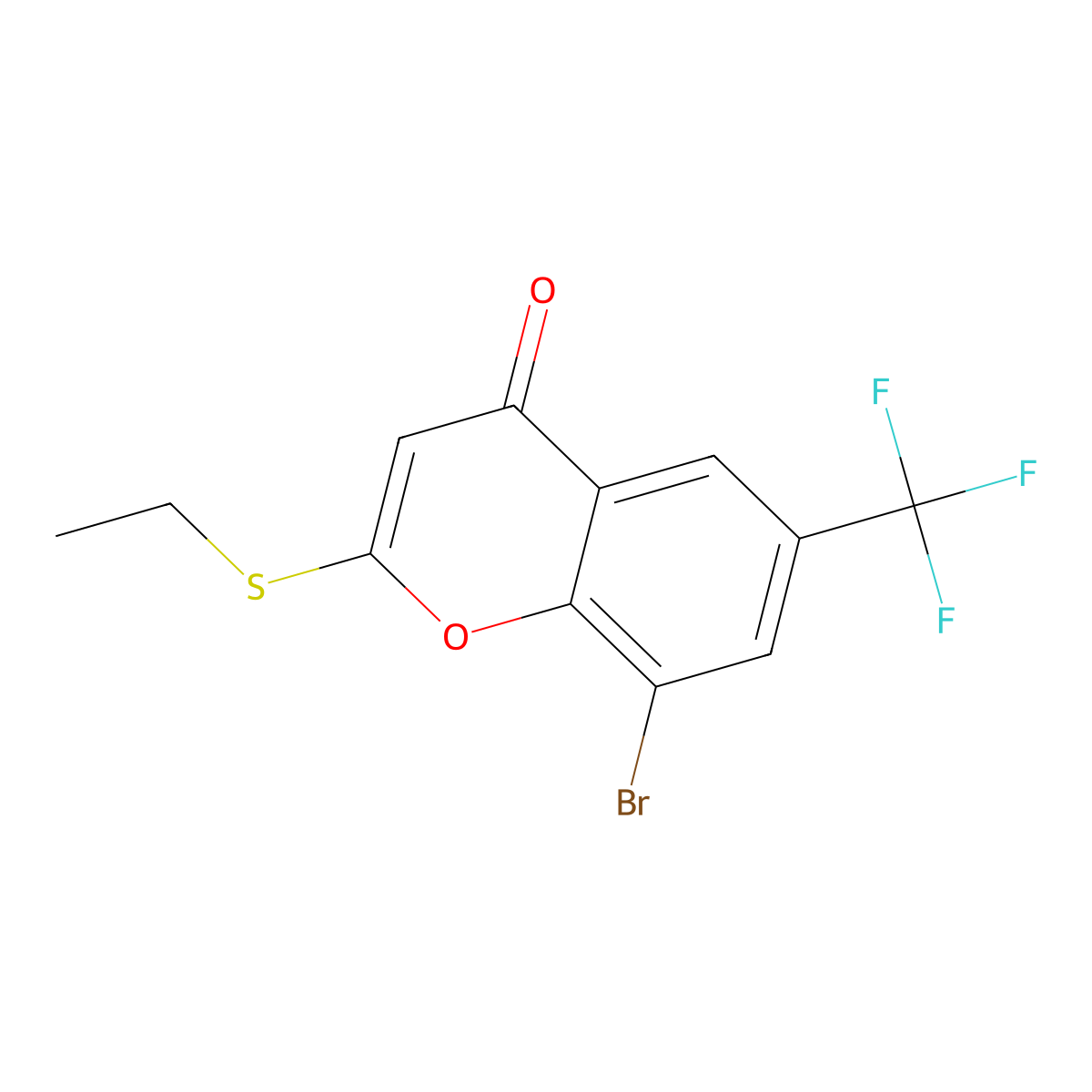 8-Bromo-2-ethylsulfanyl-6-(trifluoromethyl)chromen-4-one molecular structure, CAS 2715285-50-8